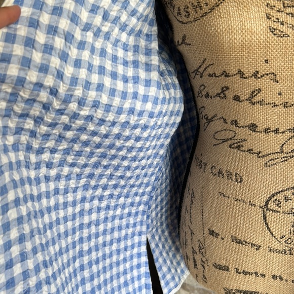 Patty Kim blue with white polka dots quilted roll sleeve open front jacket - Picture 6 of 16